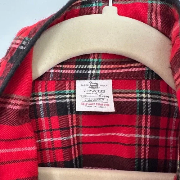 CrewCuts Red Plaid Flannel Boys Pajama Set, size medium, Long Sleeves and Pants - Picture 3 of 7